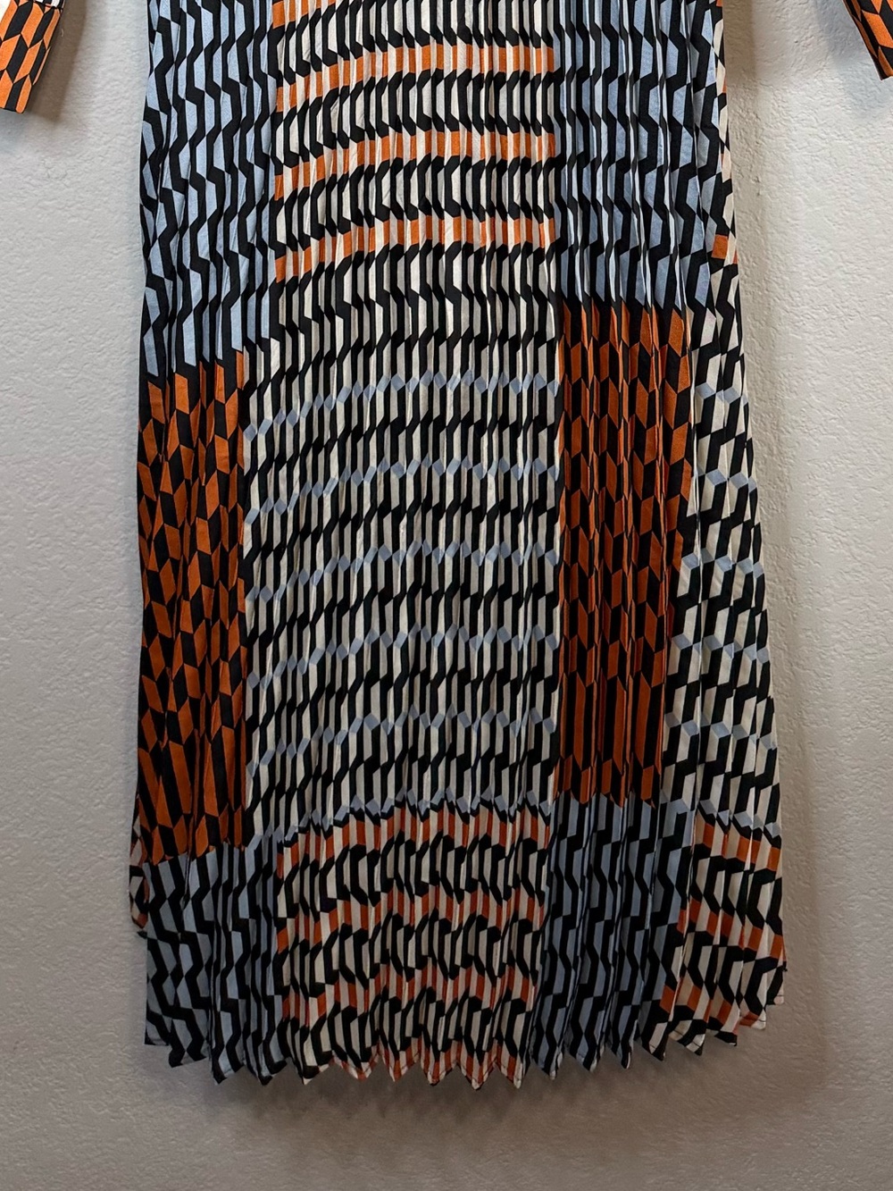 Mango Geometric Print Midi Dress in Black, White & Rust - Picture 10 of 13